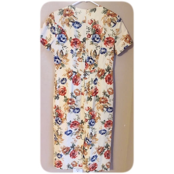 Talbots Linen blend lined Floral Long Dress Sz 10 - Picture 2 of 7